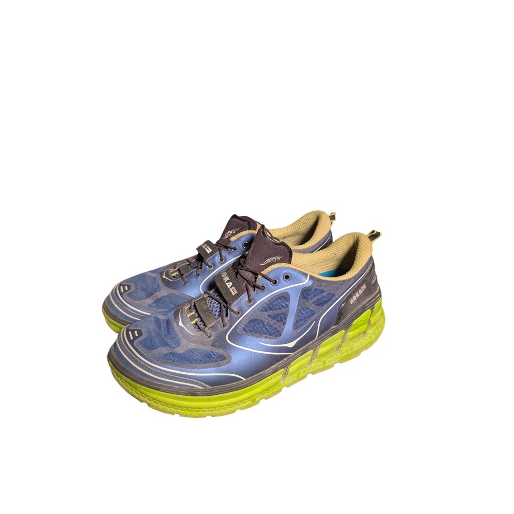 Hoka One One Conquest Men's‎ Running Shoes USA Size 10 Blue Upper Green Sole